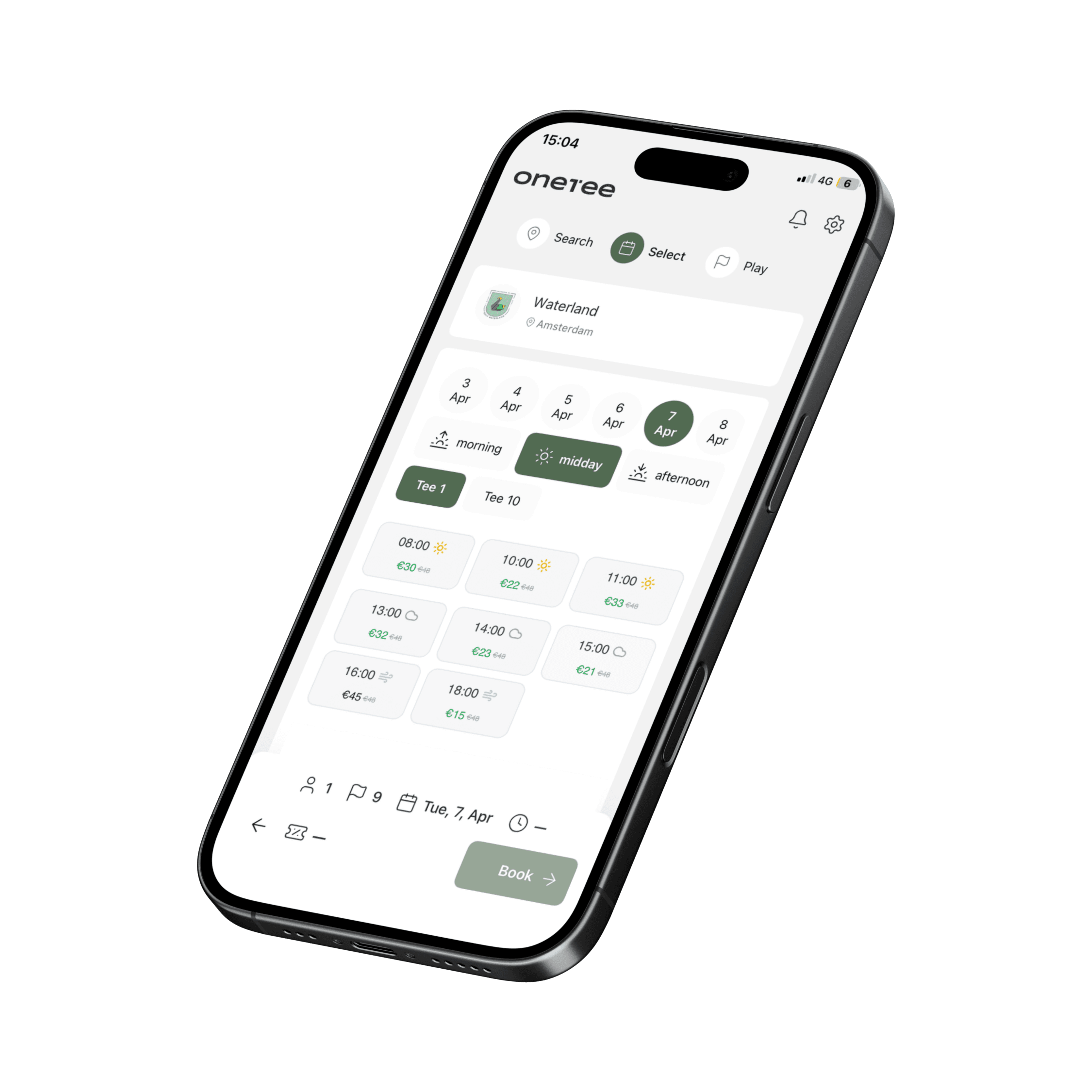 OneTee app mockup step 2